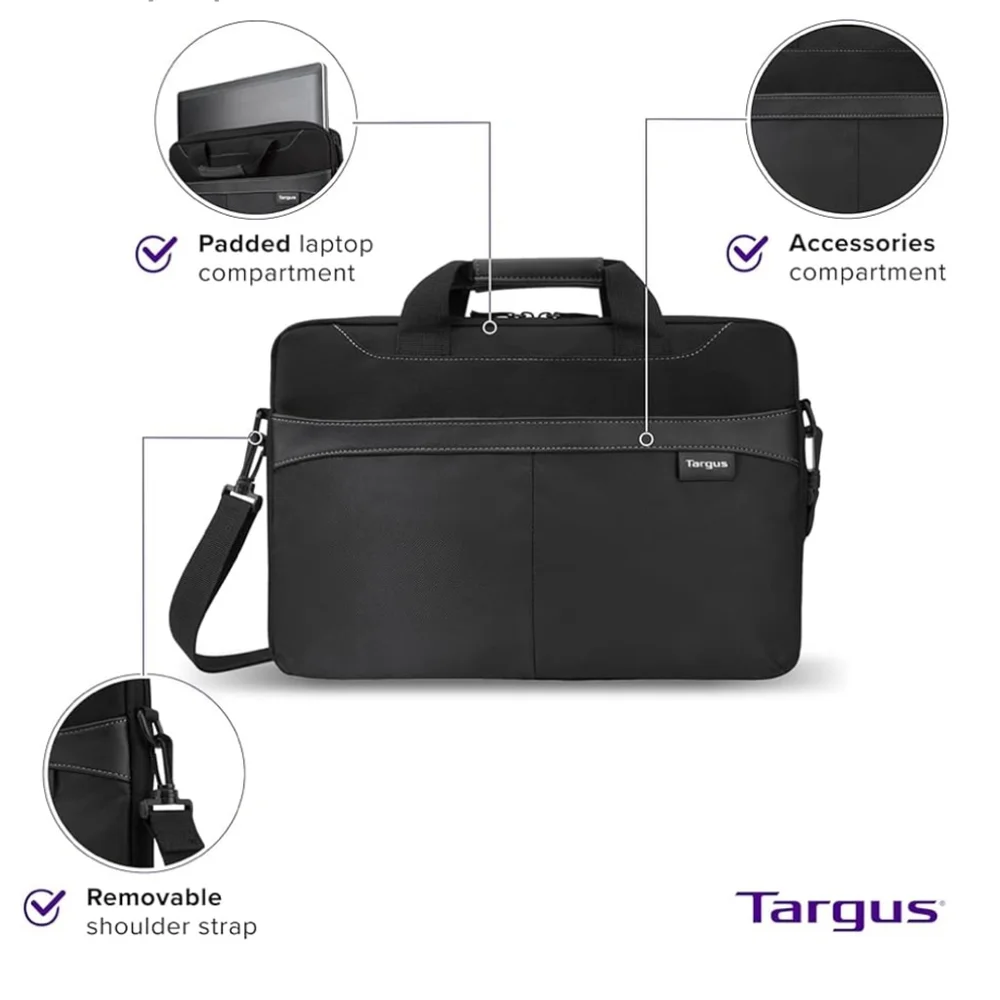 New Targus Black Laptop Slim Shoulder Briefcase (TSS898) up to 15.6-inch Laptops